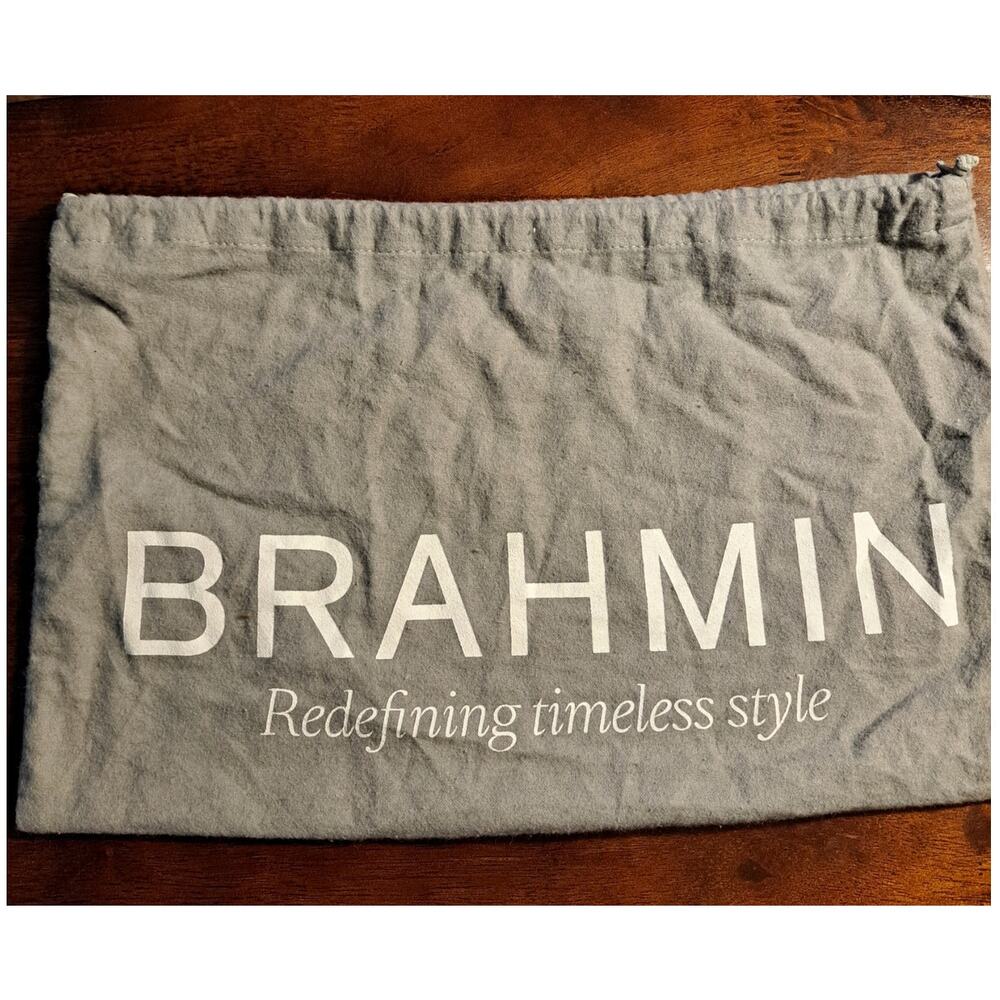 Brahmin Handbag Dustbag Gray White Logo Drawstring 17.5 Inches x 10 Inches